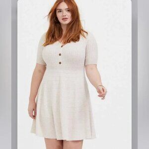 Torrid Mini Sweater Button-Front Skater Dress
